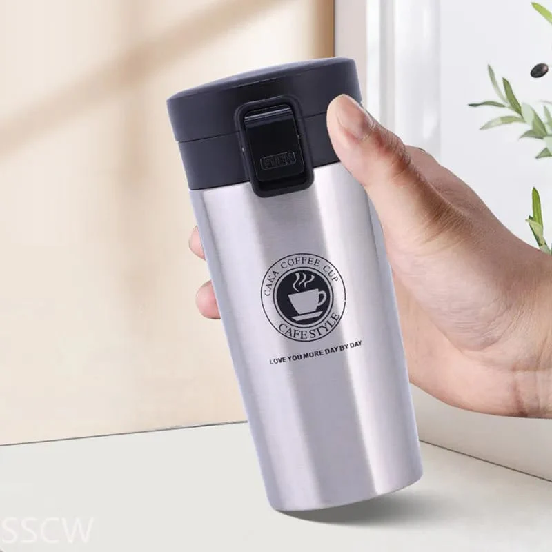 CCOEUS Coffee Cup | For Travel | Car Cup | Double Wall Insulated | Stainless Steel Coffee Mug- Silver